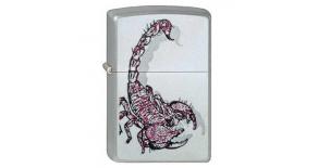 Зажигалка ZIPPO Scorpion, с покрытием Satin Chrome™, латунь/сталь, серебристая, матовая, 36x12x56 мм